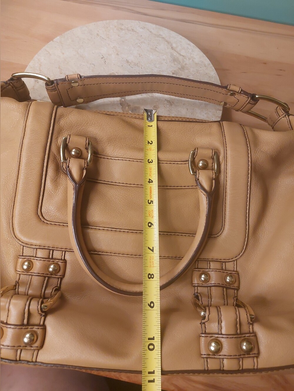 Banana Republic High End Leather Converable Hobo Satchel Camel Color & Brass - Picture 3 of 17